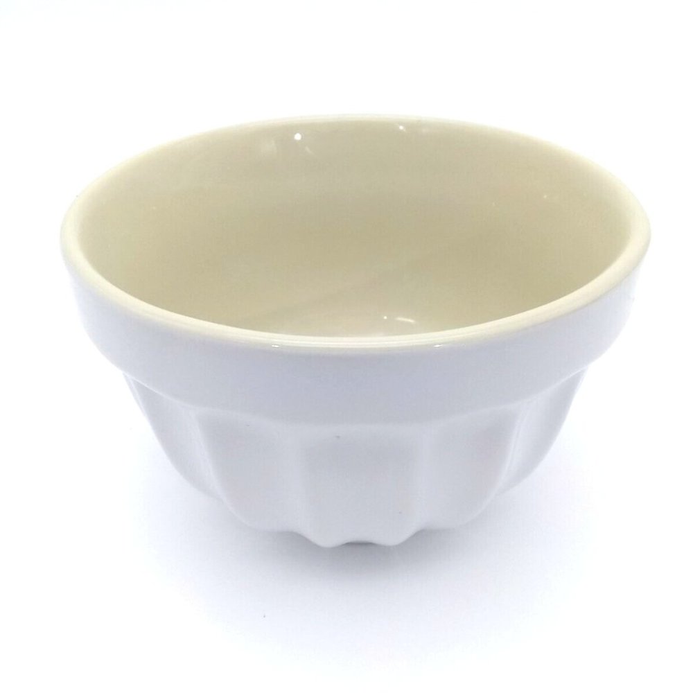 Essential Home Ivory Stoneware Ceramic Ribbed Patterned Appetizer Bowl 4 1/2"